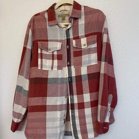 Banana Republic Other - Banana republic heritage red plaid button down shirt linen cotton blend -M